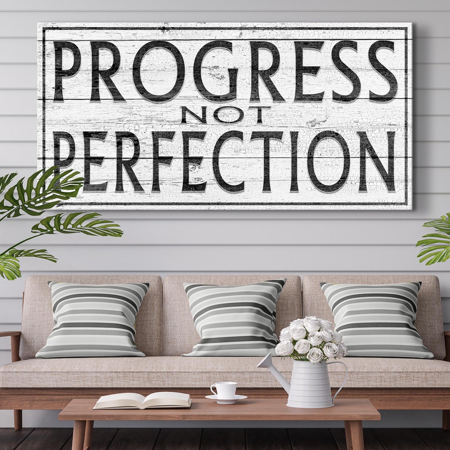 Progress Not Perfection Motivational Canvas Wall Art