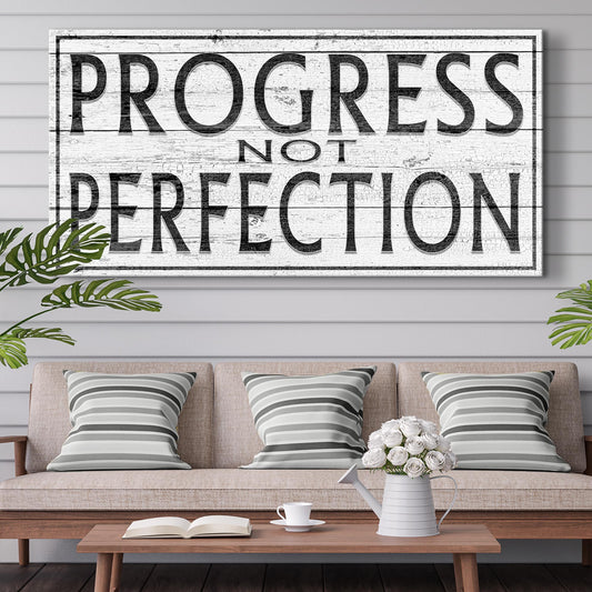 Progress Not Perfection Motivational Canvas Wall Art