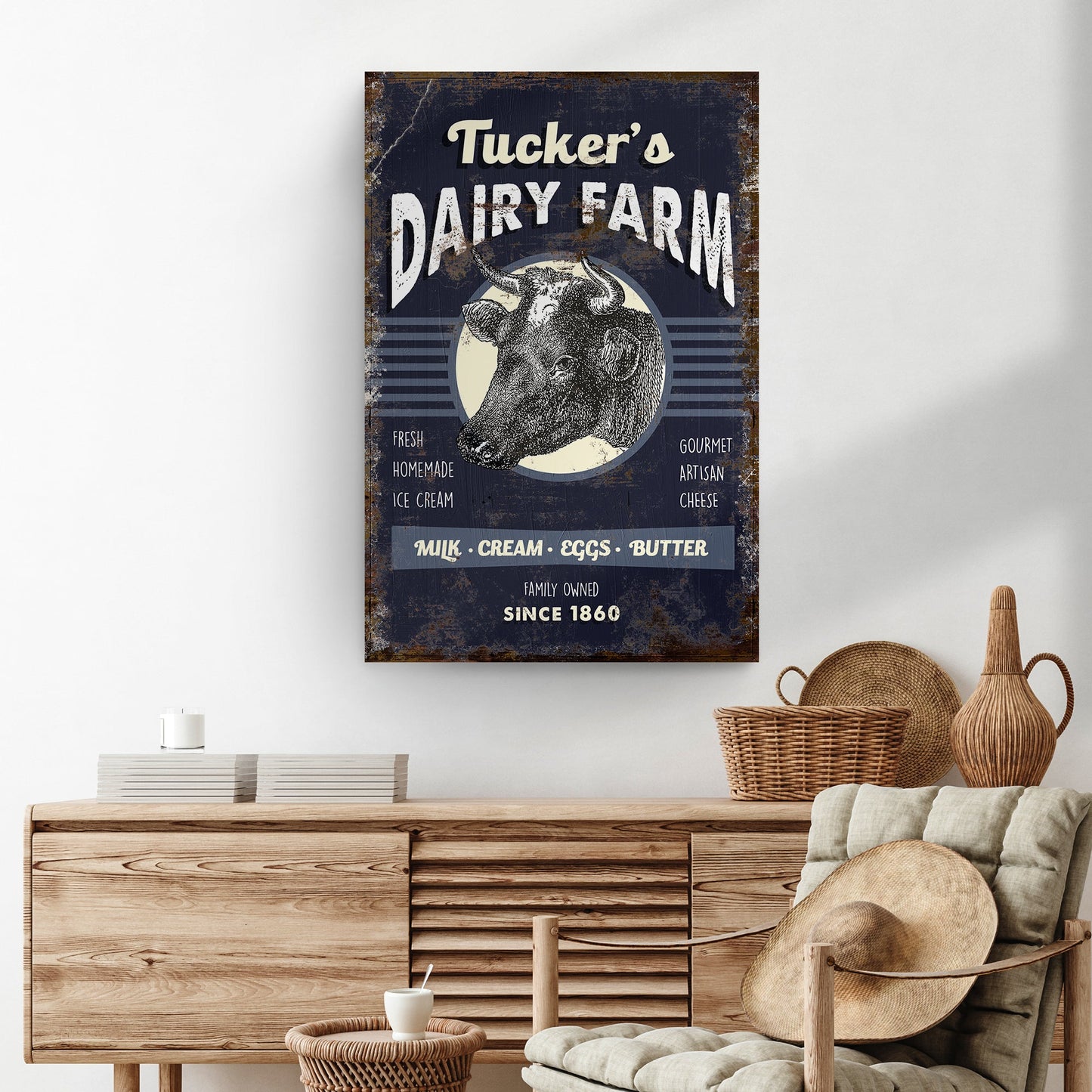 Dairy Farm Personalized Canvas Sign