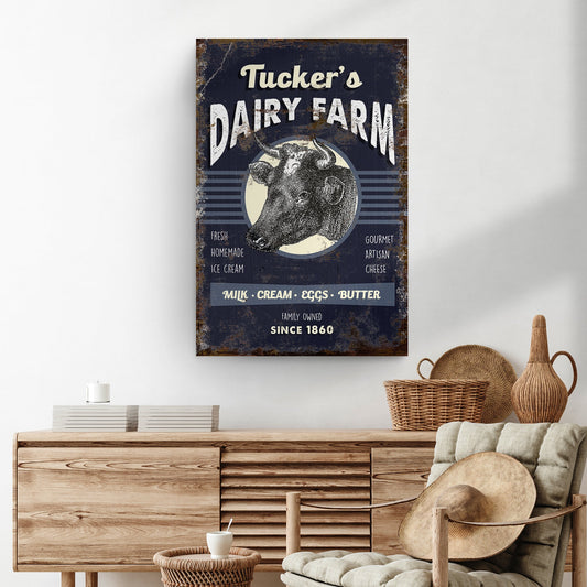 Dairy Farm Personalized Canvas Sign