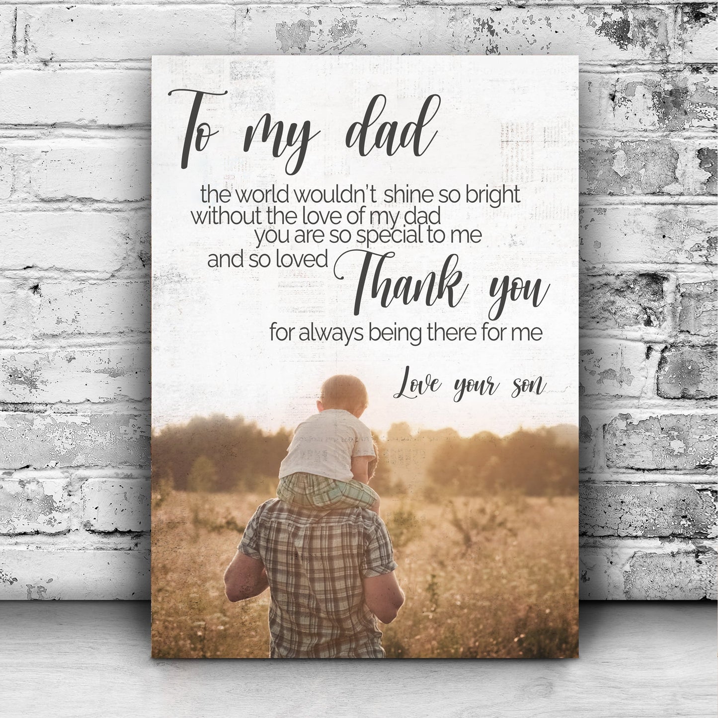 Personalized To My Dad Thank You Father's Day canvas sign