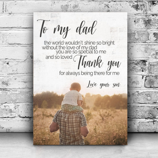 Personalized To My Dad Thank You Father's Day canvas sign