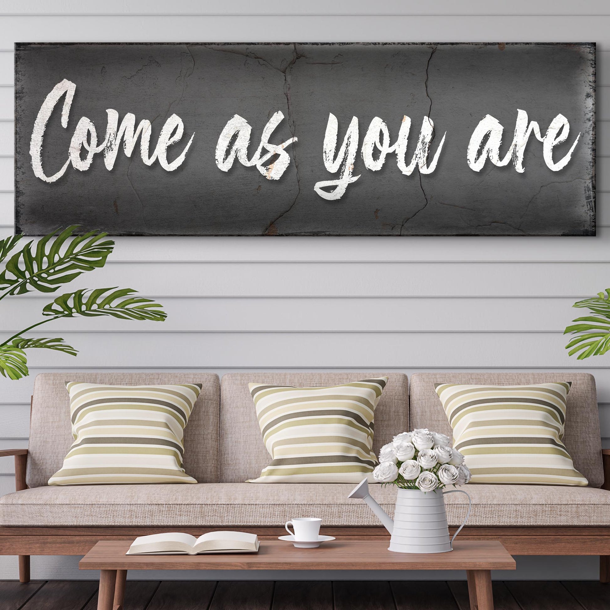 Come As You Are canvas wall art sign with welcoming typography for home entryways