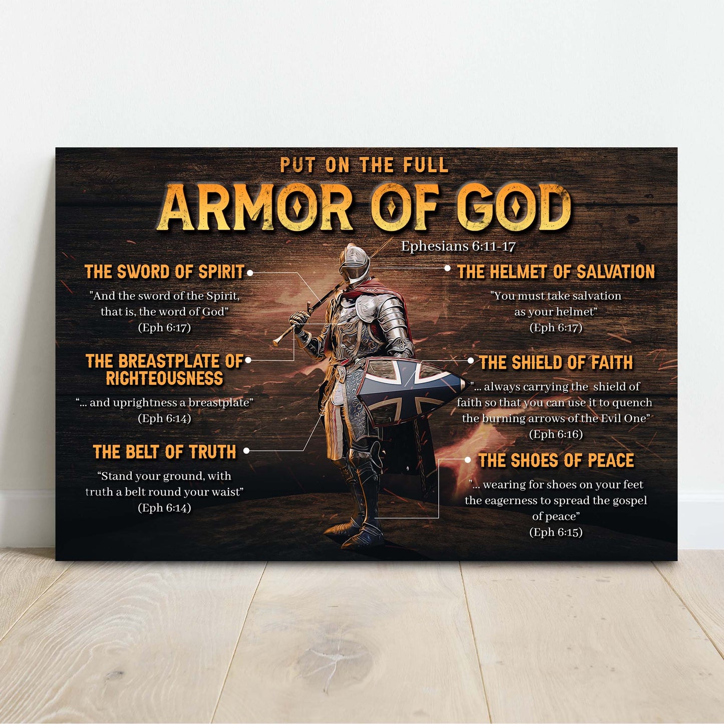 Armor of God faith canvas sign with Ephesians 6 scripture word art