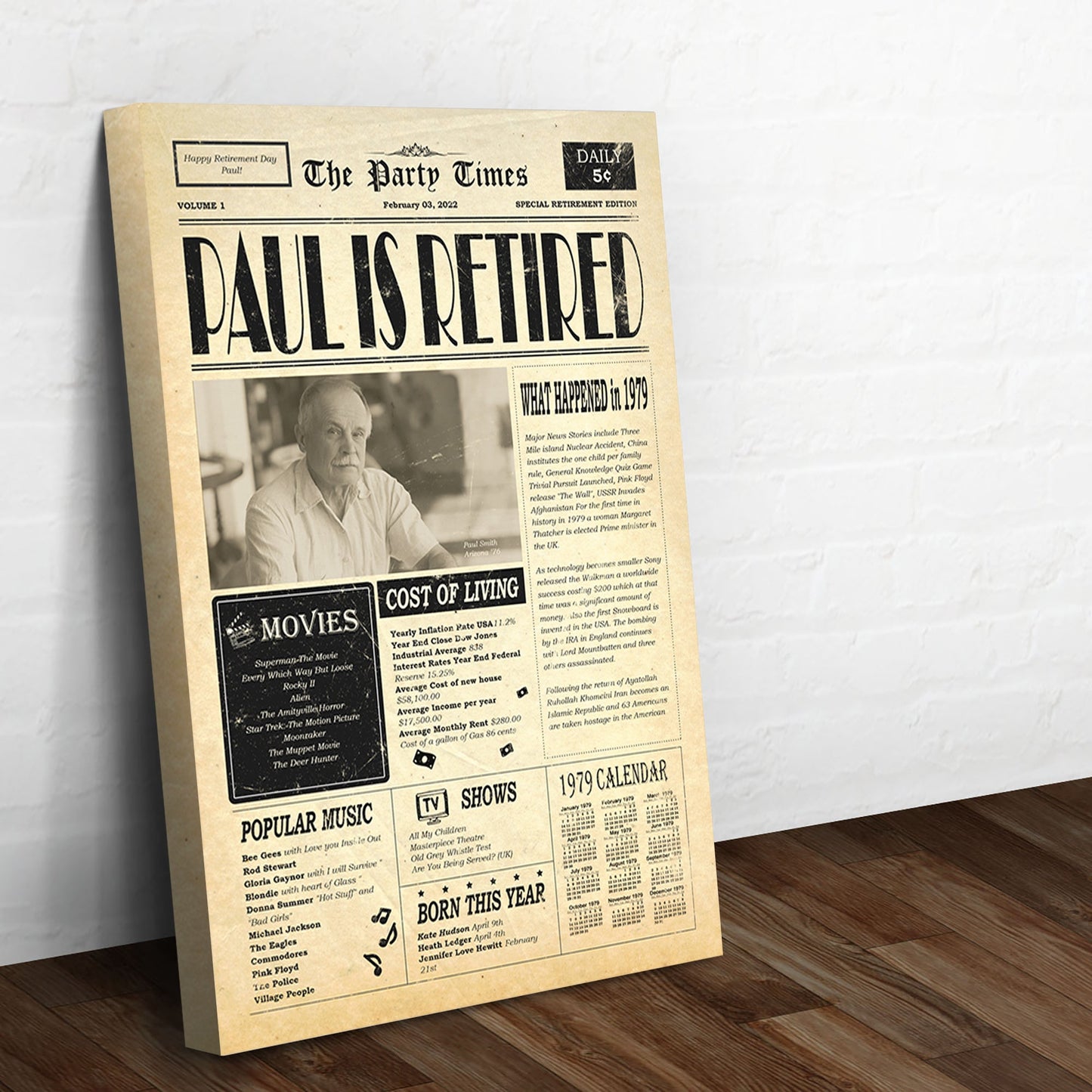 Newspaper Retirement Gift Canvas Sign