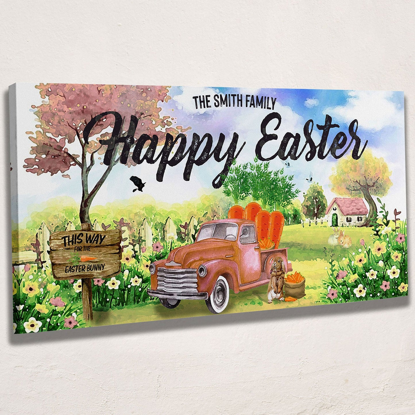 Family Happy Easter Canvas Sign