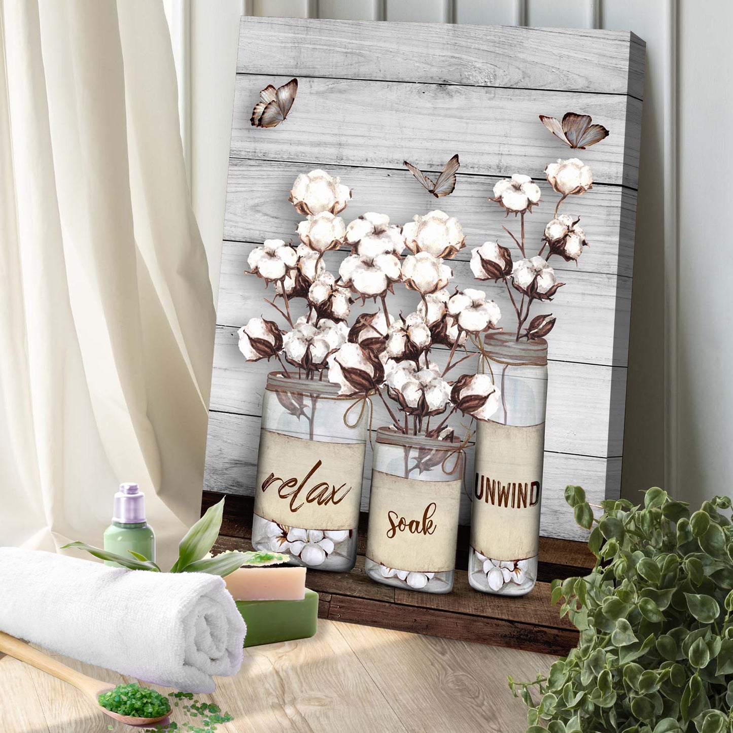 Relax Soak Unwind Bathroom Canvas Sign II