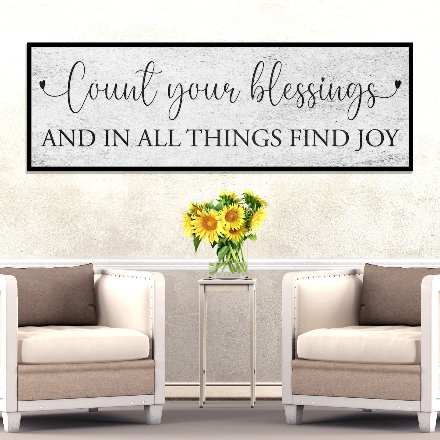 Count your blessings motivational typography canvas wall art