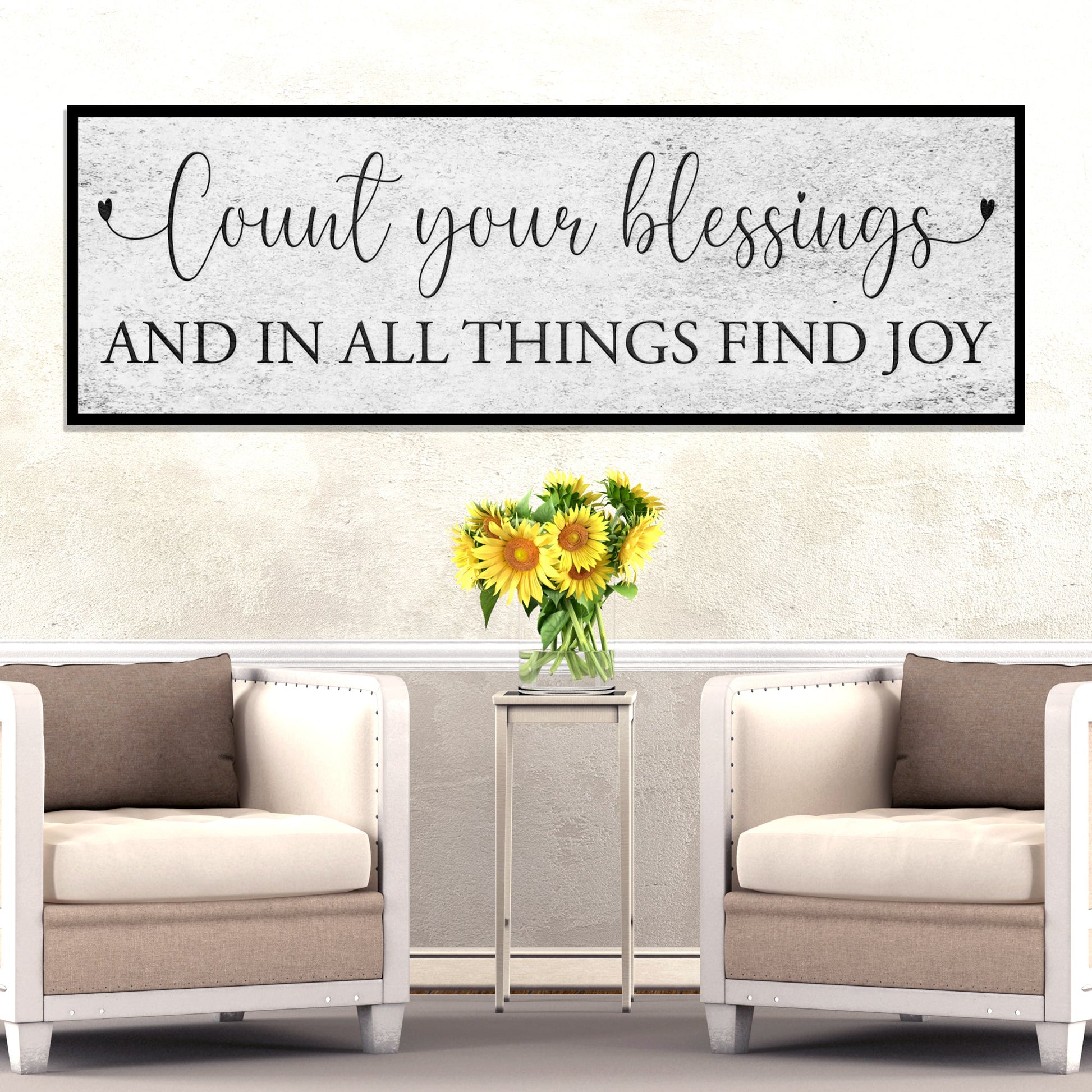 Count your blessings motivational typography canvas wall art
