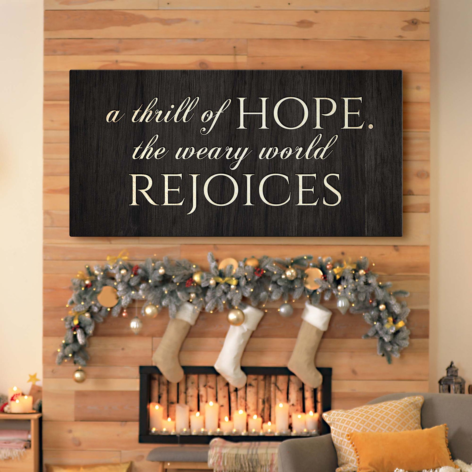 A Thrill Of Hope faith-inspired canvas sign