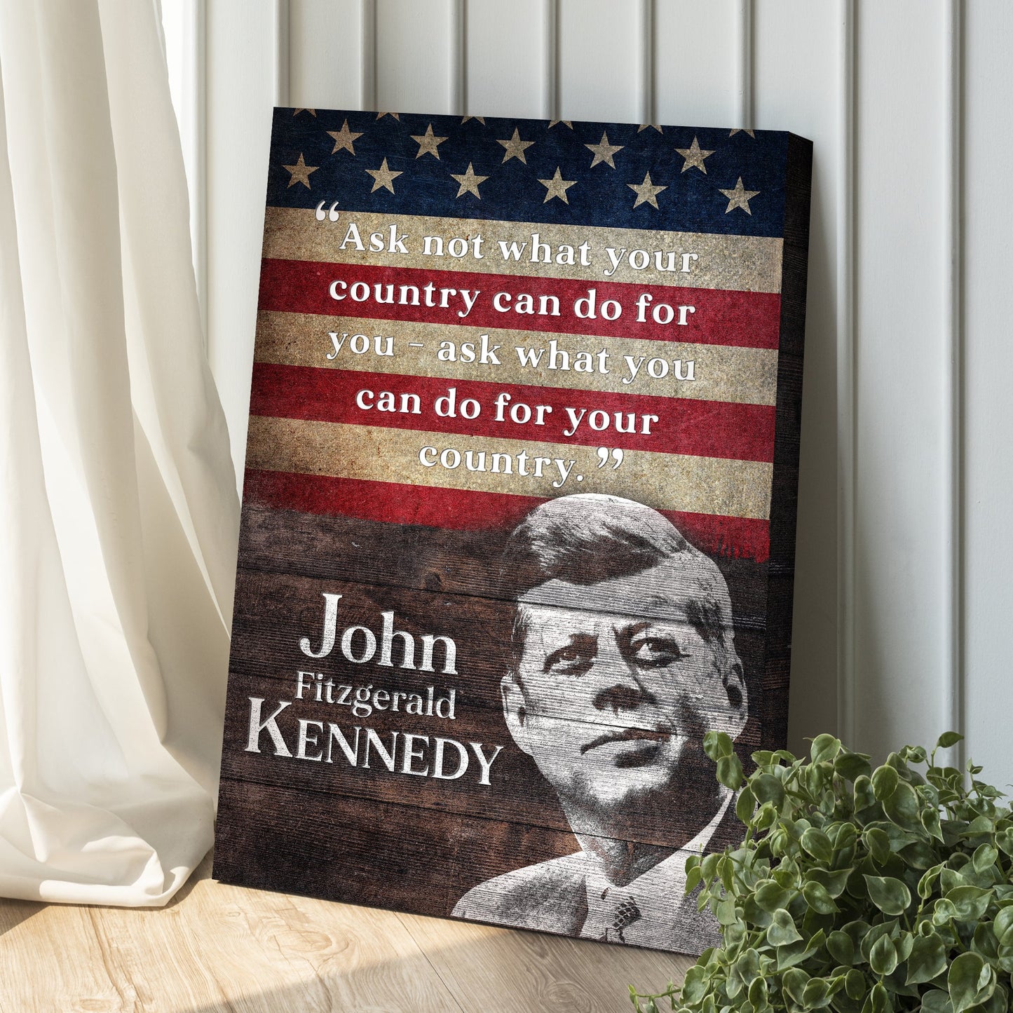 John F Kennedy Inaugural Address Canvas Sign