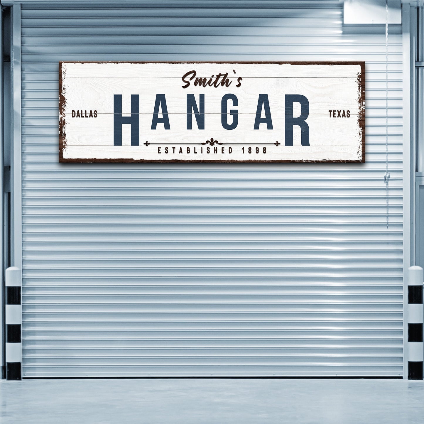 Personalized aviation airplane hangar canvas wall sign, ready to hang