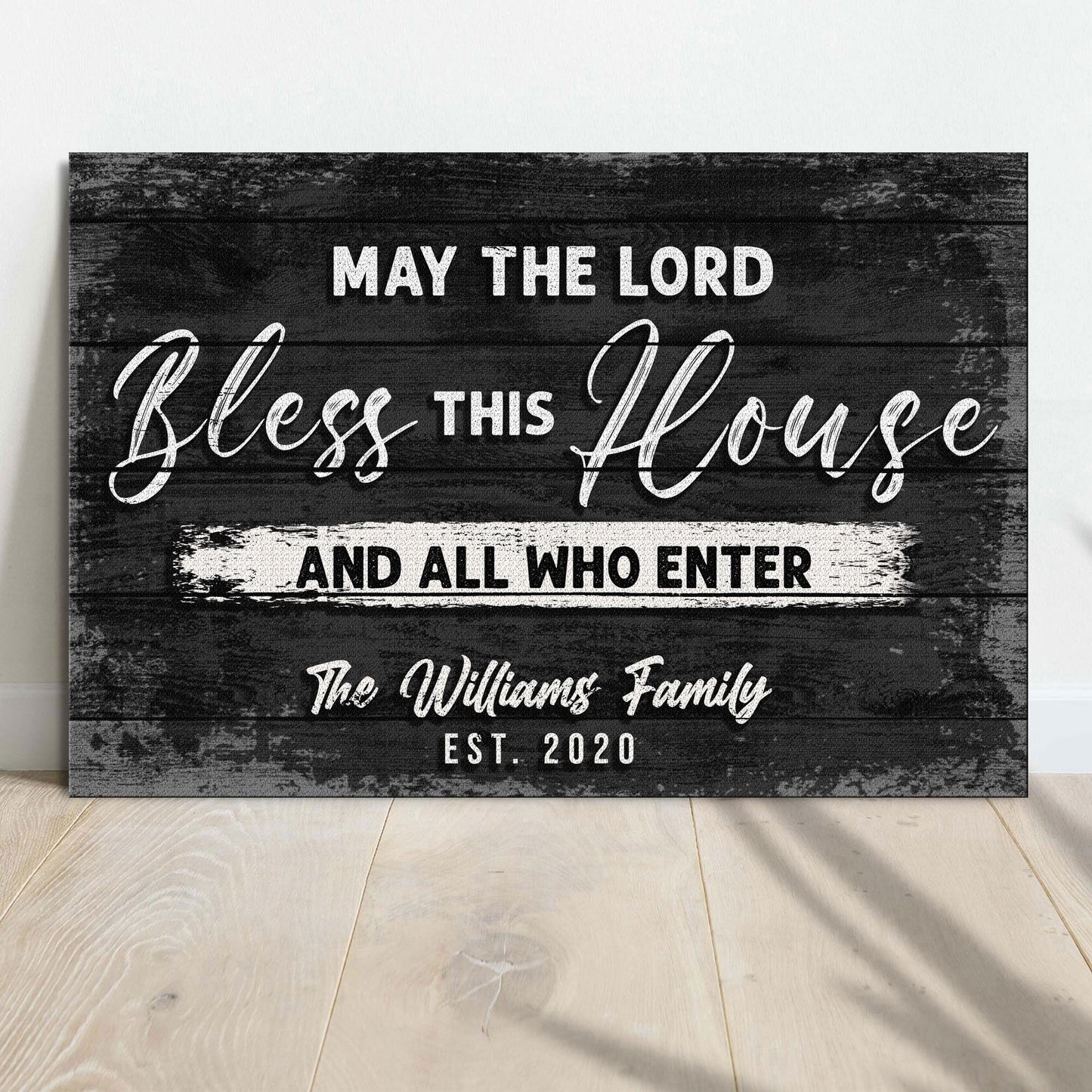 May The Lord Bless This House rustic faith canvas wall sign