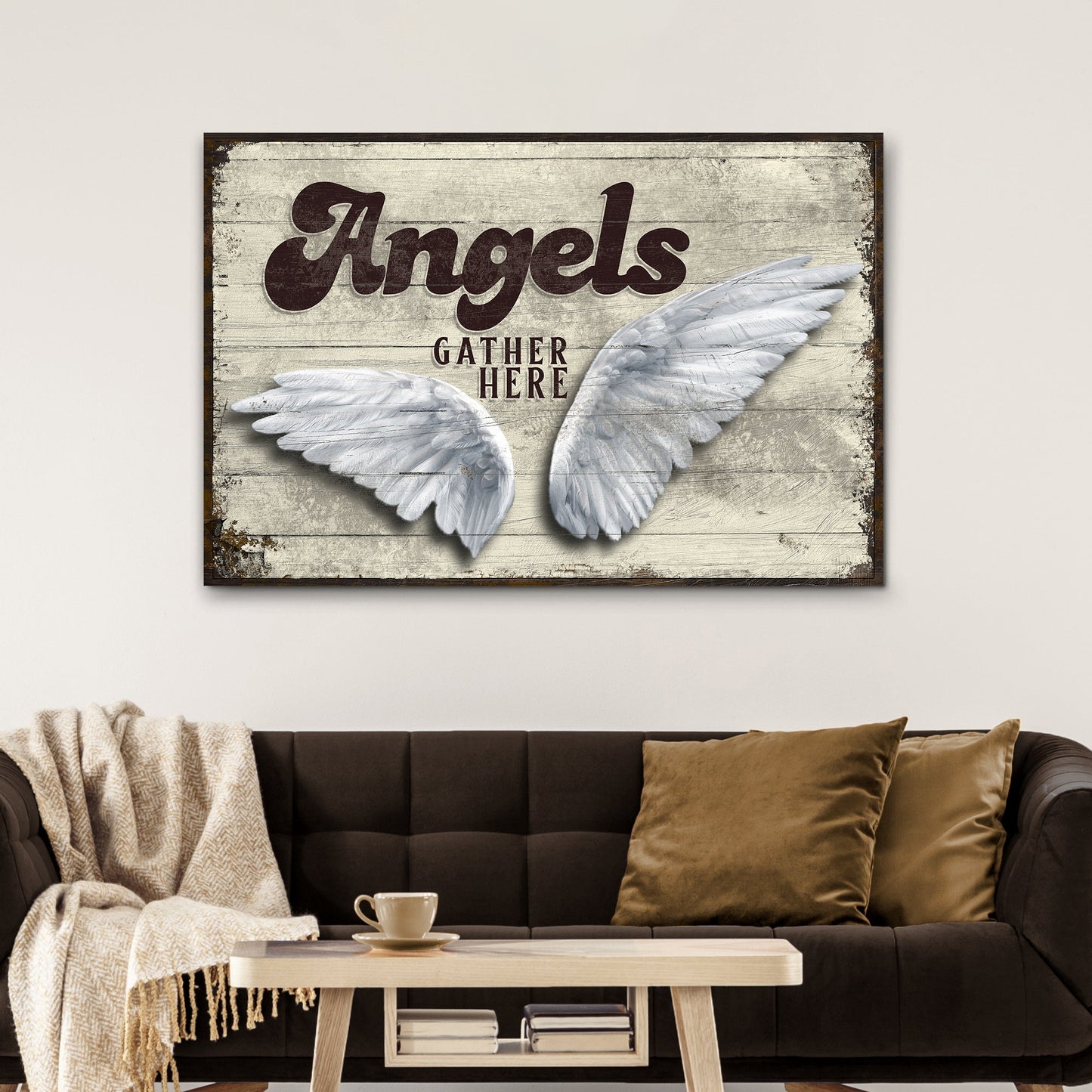 Angels Gather Here Canvas Sign
