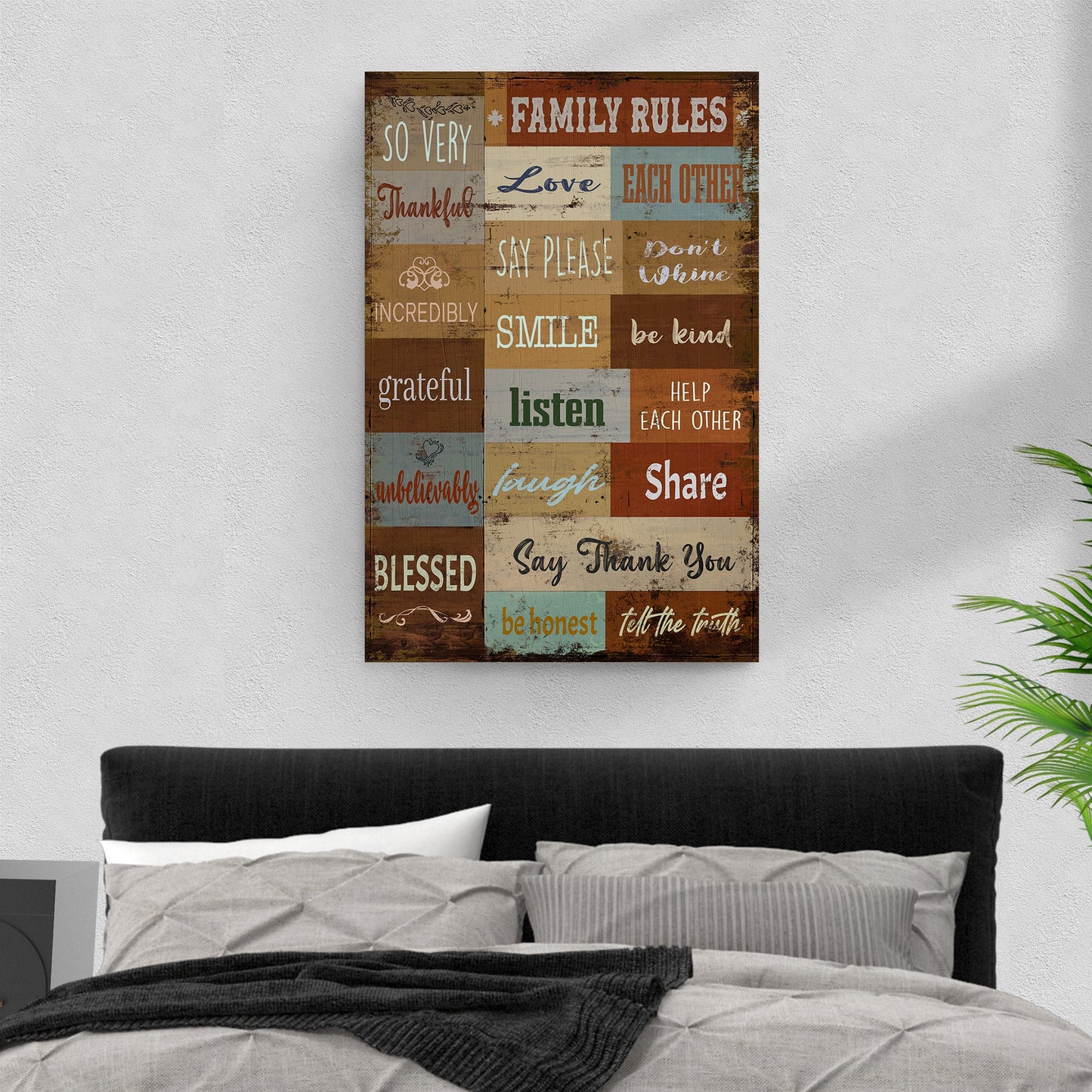 Family Rules Personalized Canvas Sign