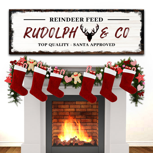 Rudolph And Co Christmas rustic word-art canvas sign