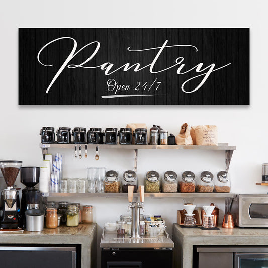 Personalized Pantry Open 24/7 rustic kitchen canvas sign