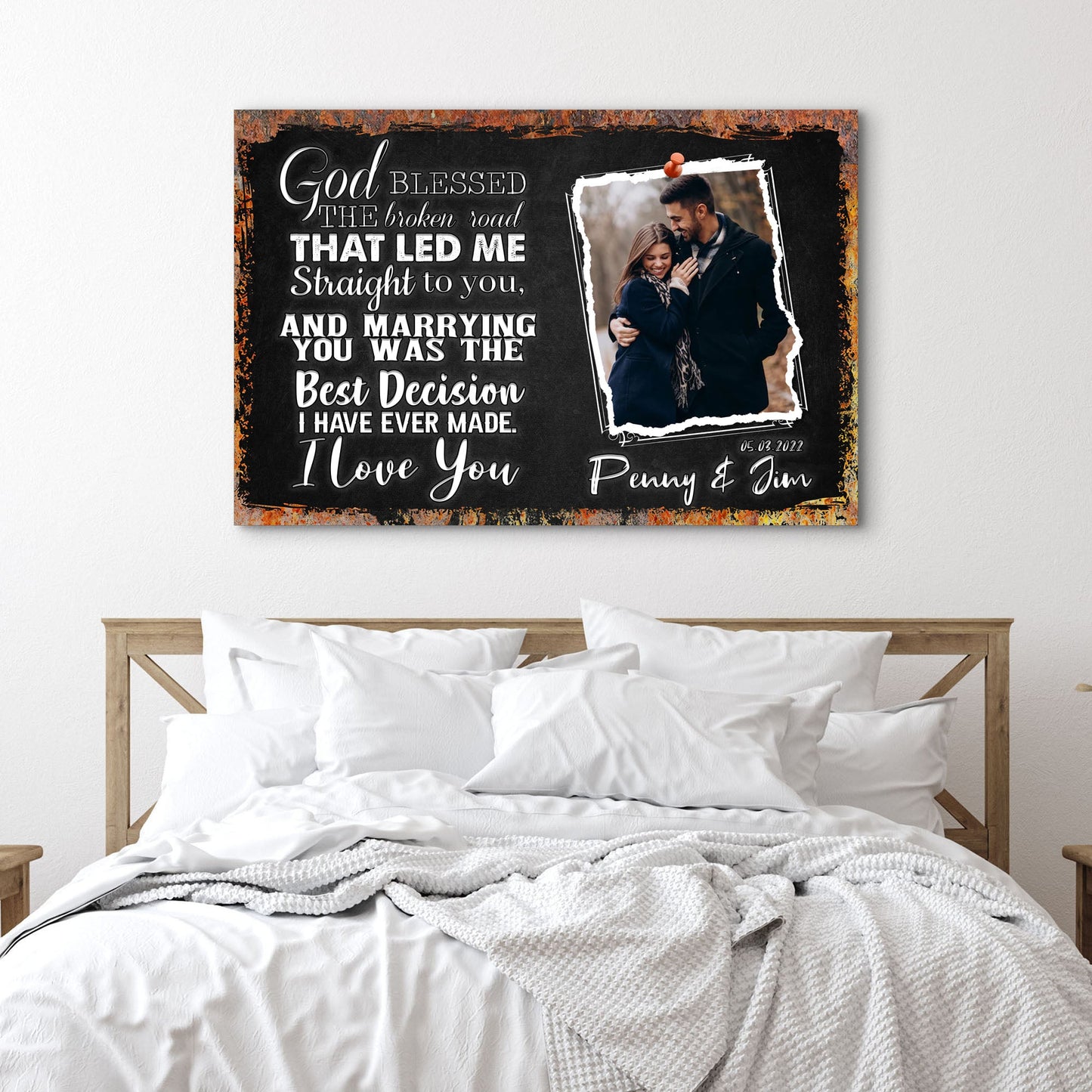 God Bless The Broken Road That Led Me To You rustic faith canvas sign