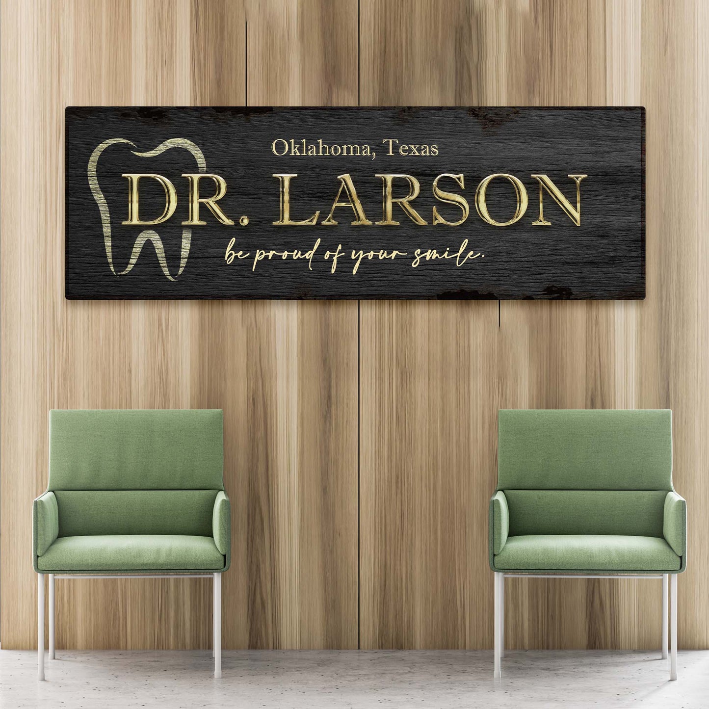 Personalized dentist name canvas sign for a dental office, ready to hang