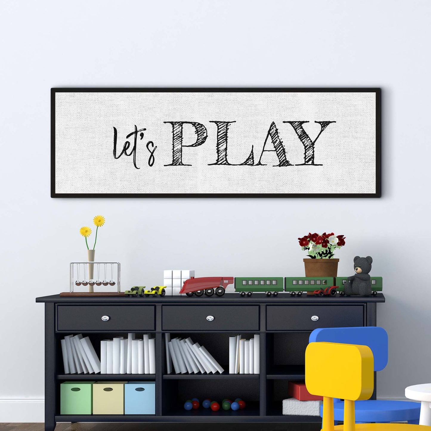 Let's Play Game Room Canvas Sign
