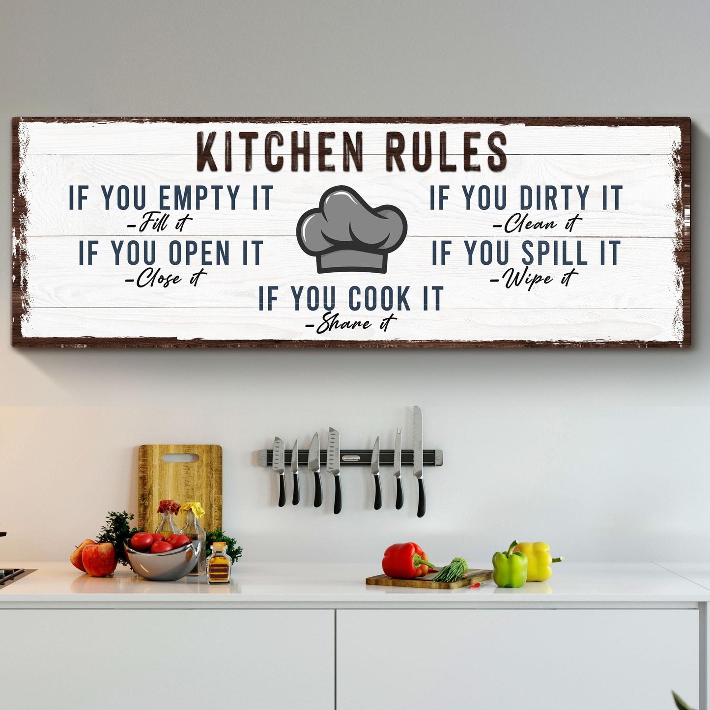 If You Cook It Share It kitchen rules rustic canvas sign