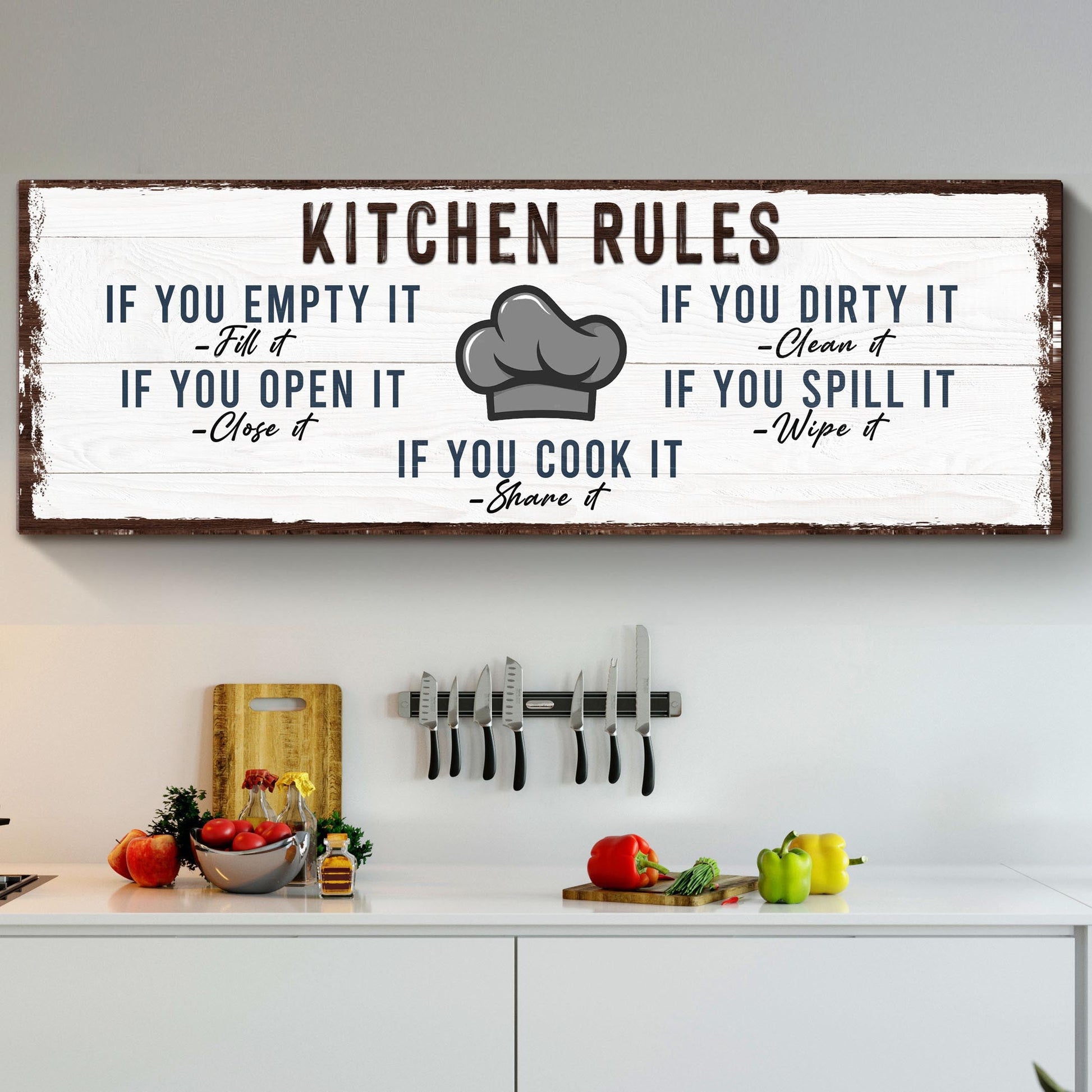 If You Cook It Share It kitchen rules rustic canvas sign