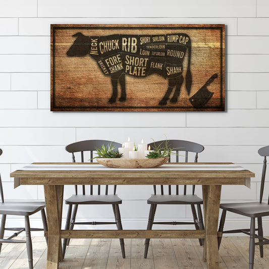 Cow Butcher Kitchen Canvas Sign II