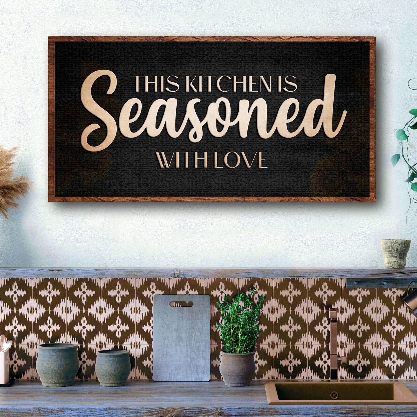 This Kitchen Is Seasoned With Love Canvas Sign