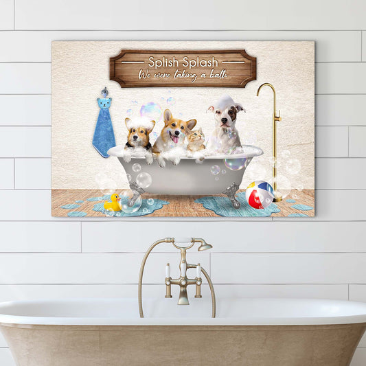 Splish splash bathroom canvas sign in rustic word-art style