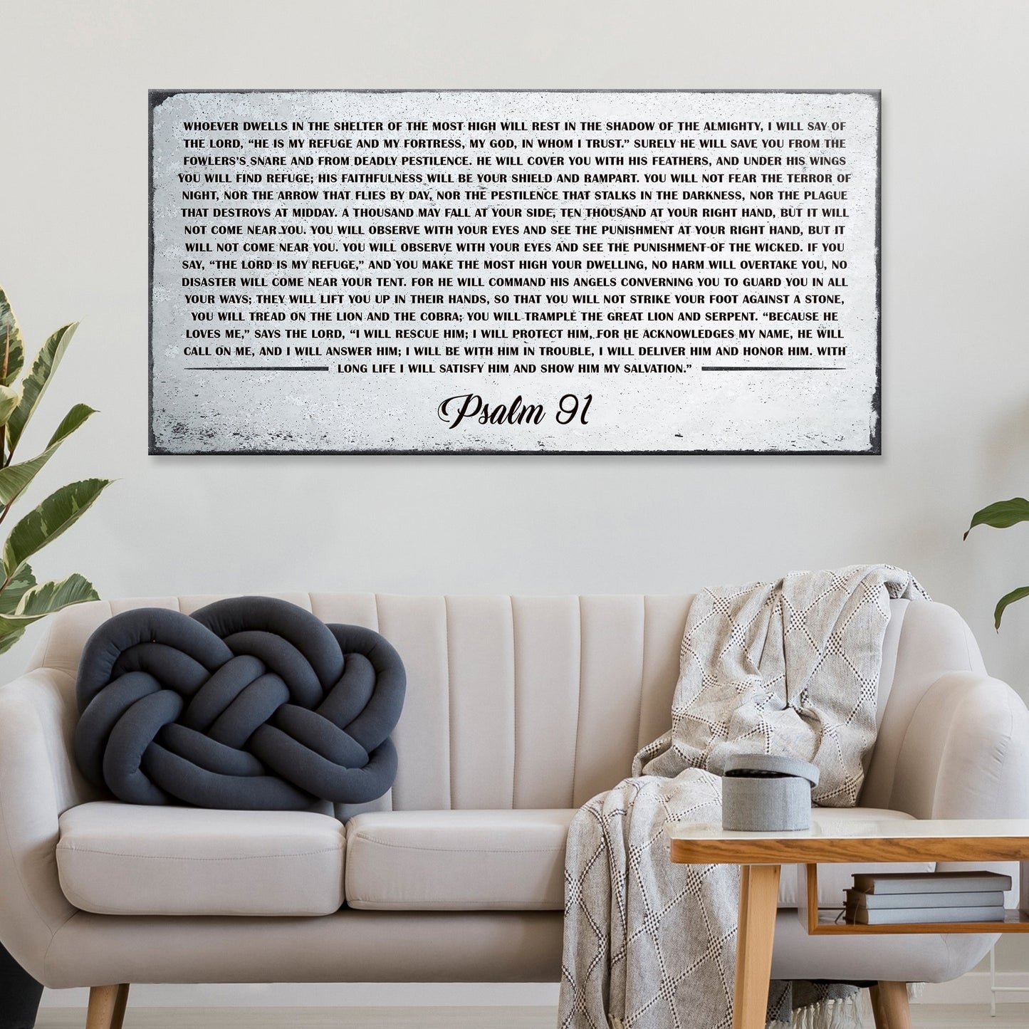 Psalm 91 Whoever Dwells in the Shelter of the Most High canvas wall art — Christian protection verse