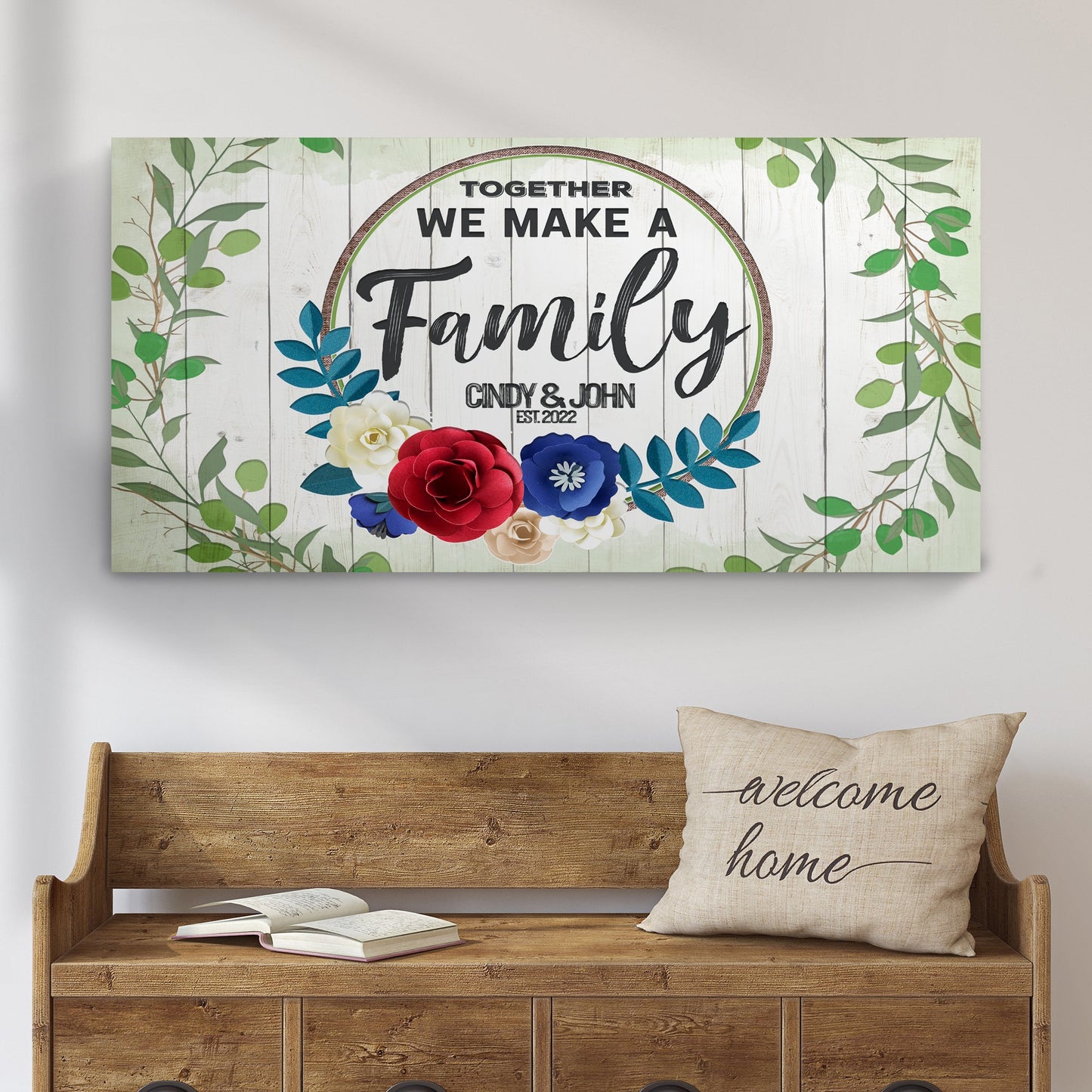 Together We Make A Family personalized canvas sign