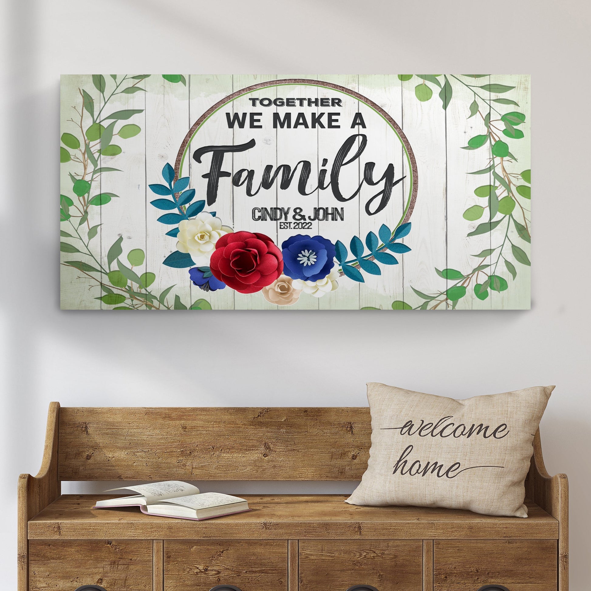 Together We Make A Family personalized canvas sign