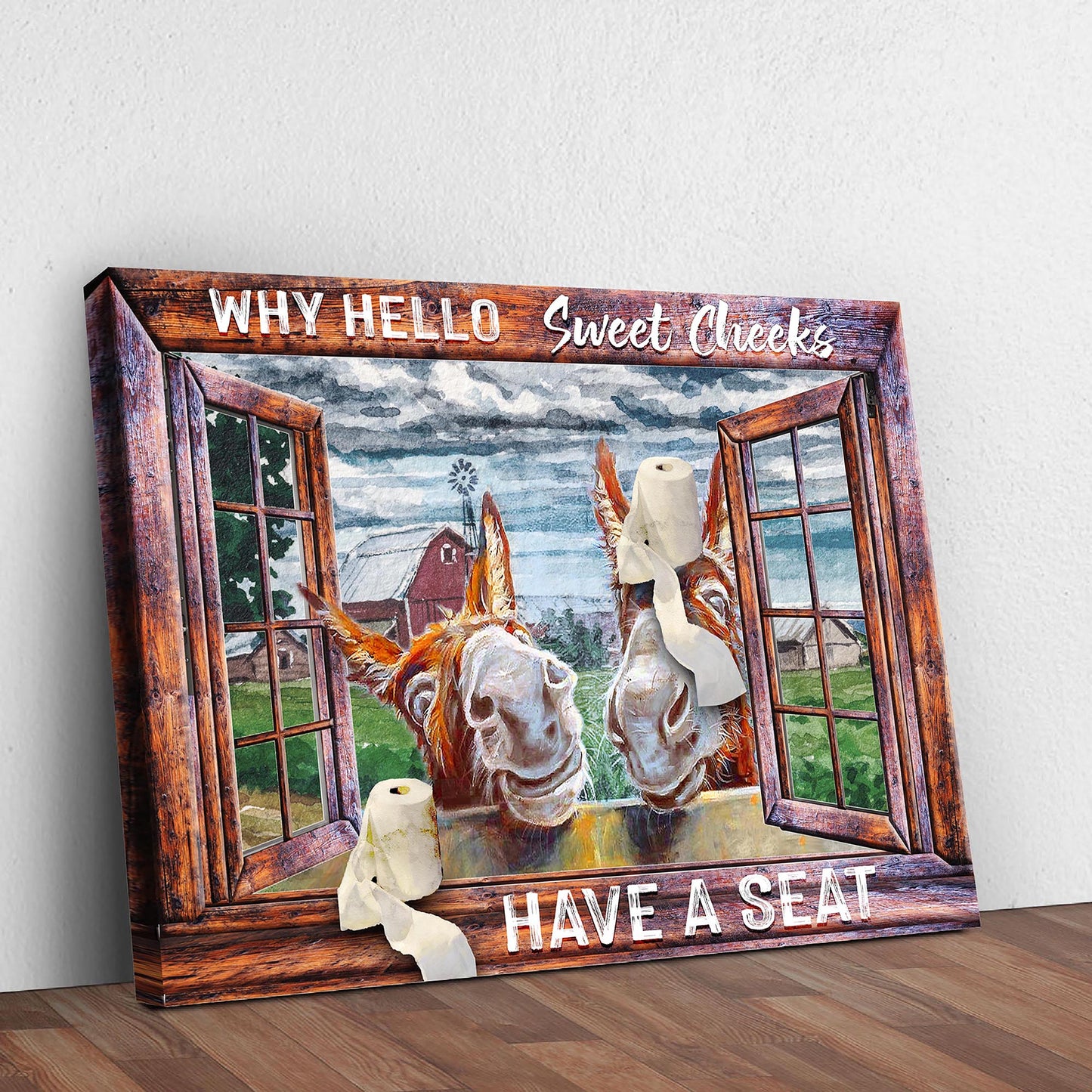 Have A Seat Sweet Cheeks Bathroom Canvas Sign II