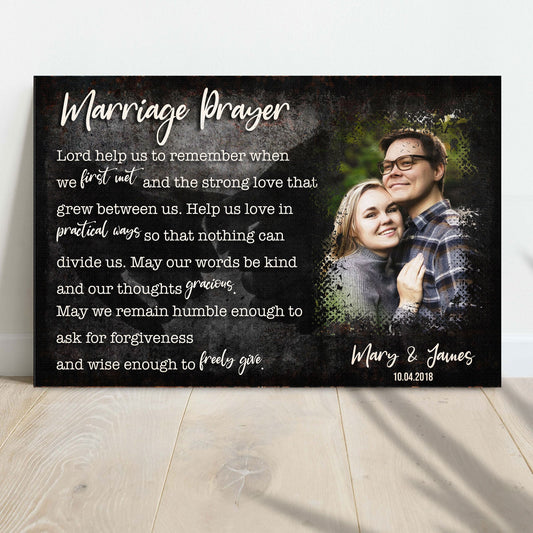 Marriage prayer personalized couple canvas sign in rustic word-art style