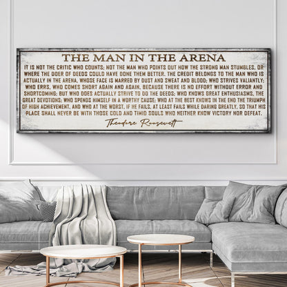 The Man In The Arena motivational canvas wall art for office or gym, ready to hang