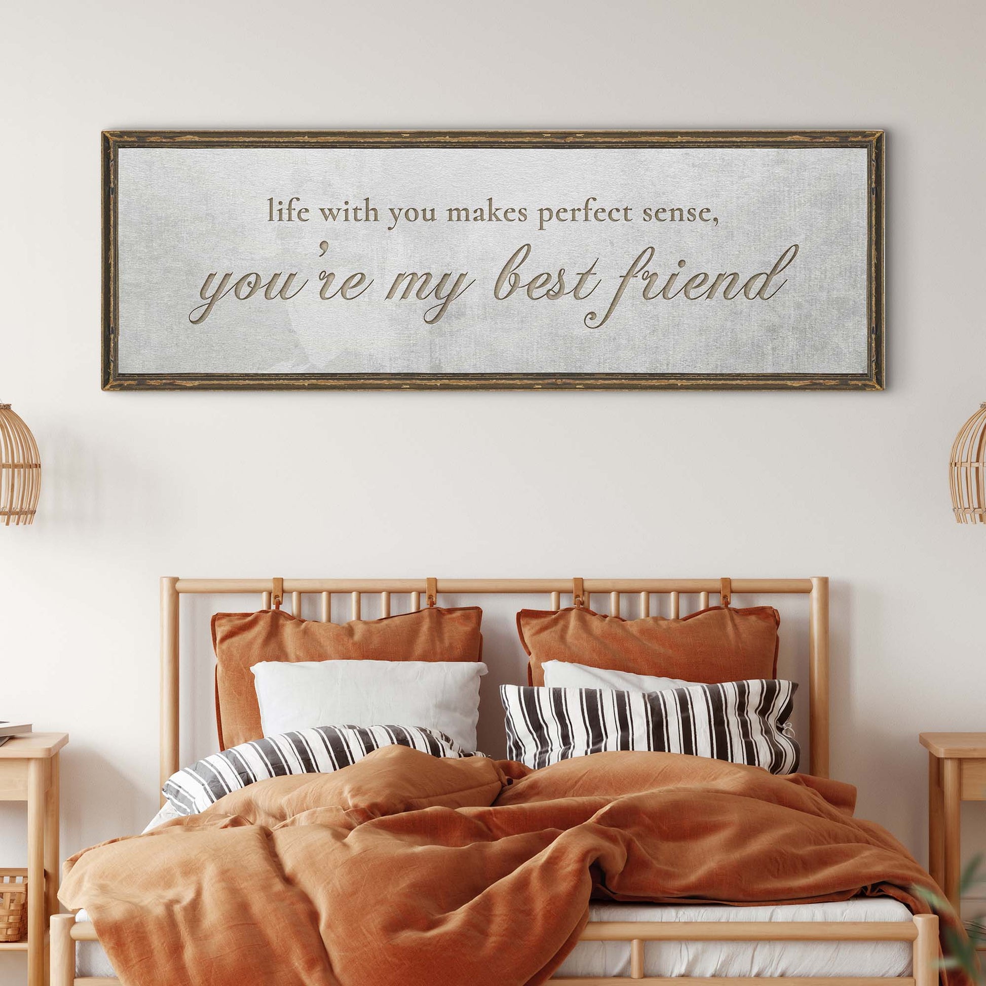 Personalized You Are My Best Friend couple canvas sign with names and date in rustic lettering