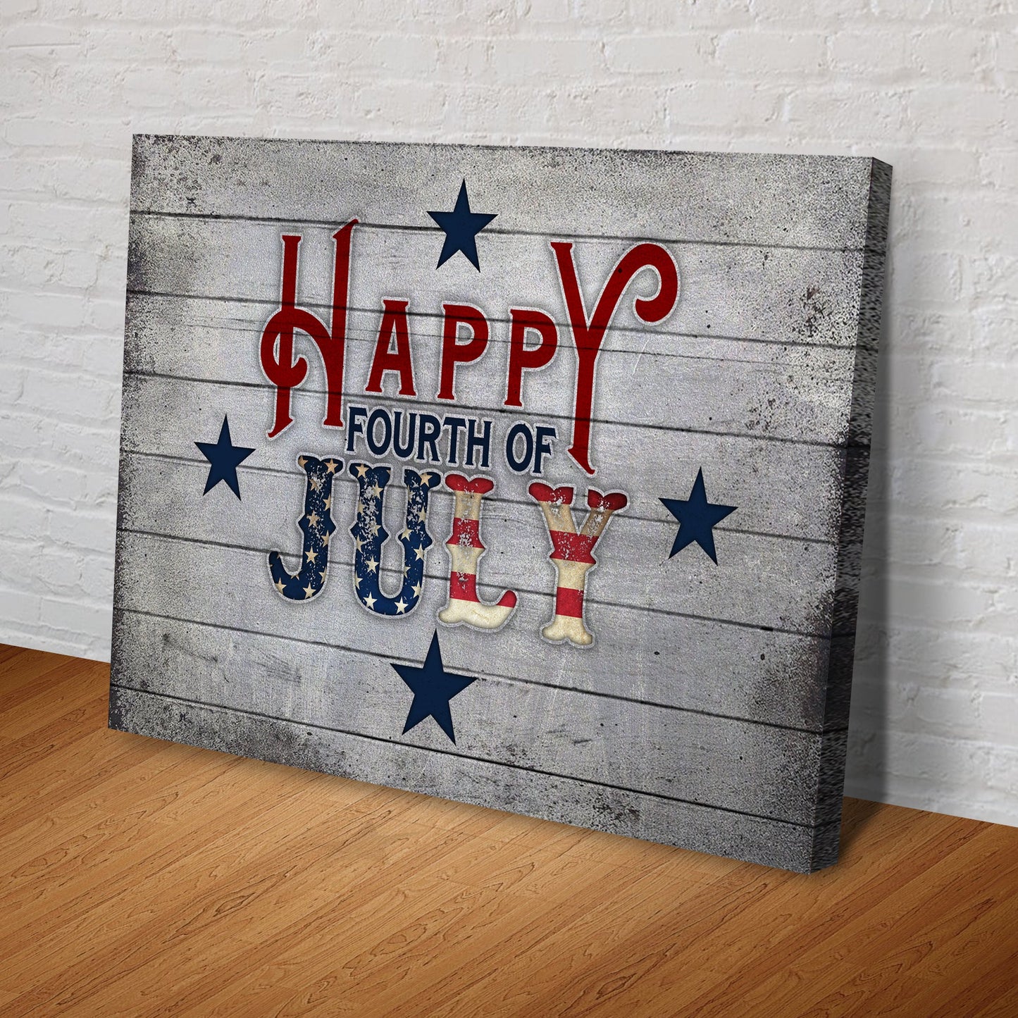 Happy Fourth Of July Patriotic Canvas Sign