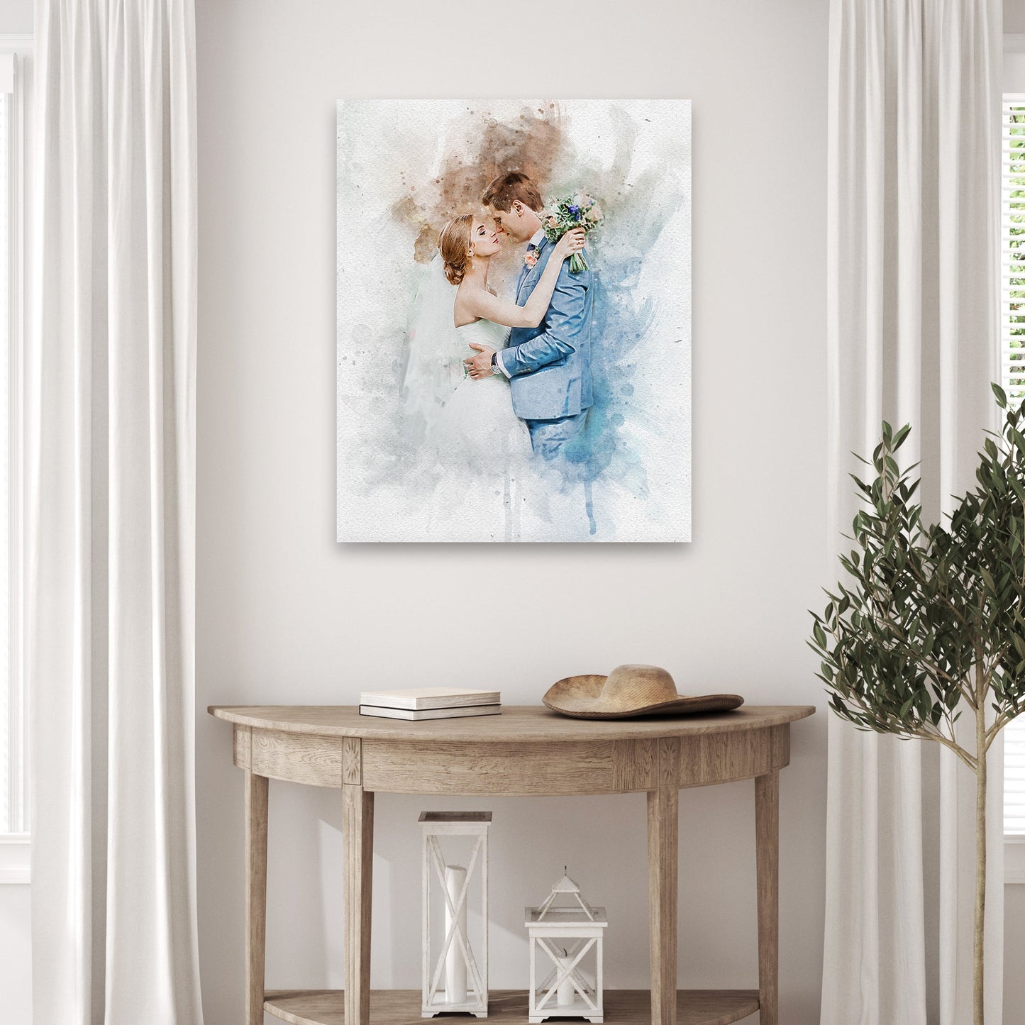 Wedding Watercolor Portrait Canvas Sign