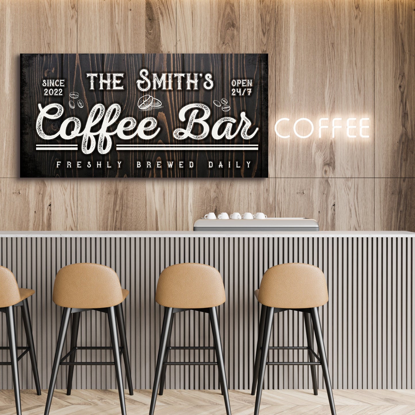 Family Coffee Bar Canvas Sign