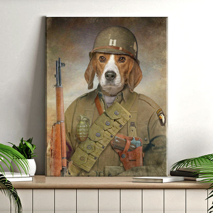 Beagle Military Dog Pet Portrait Canvas Sign