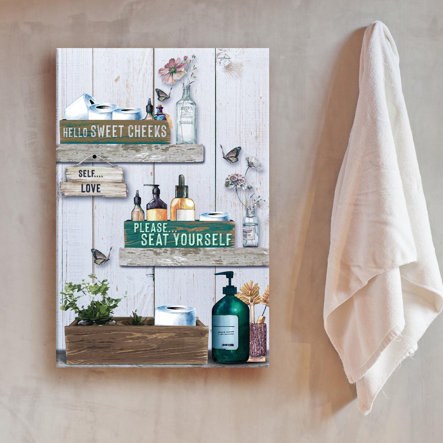 Seat Yourself Bathroom Canvas Sign