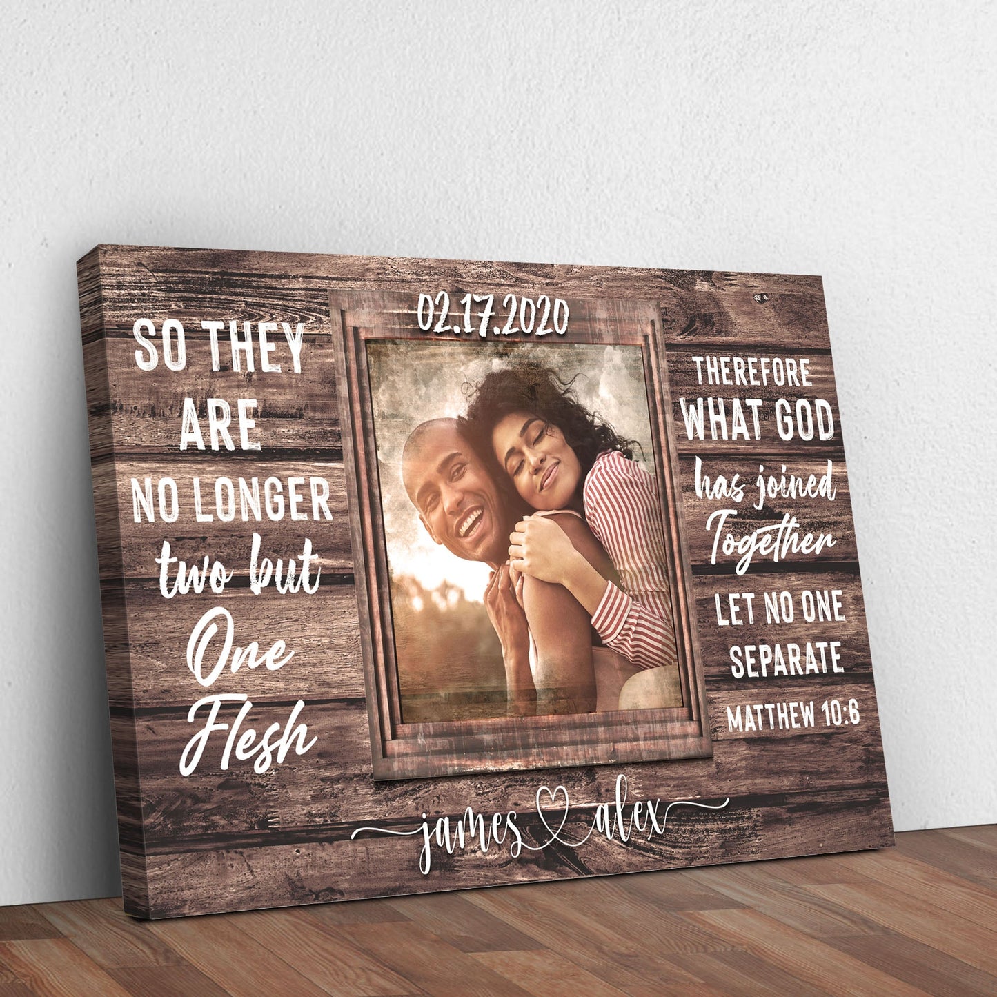 Matthew 19:6 What God Has Joined Together Faith Canvas Sign II