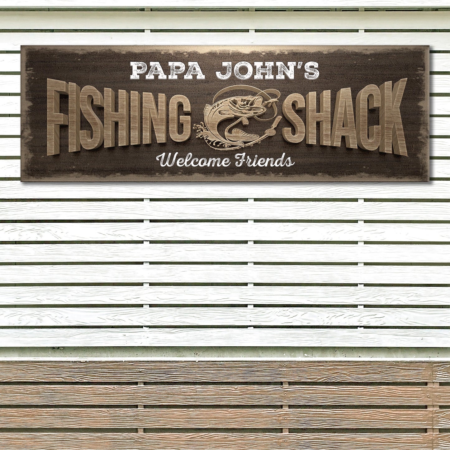 Fishing Shack Personalized Canvas Sign II