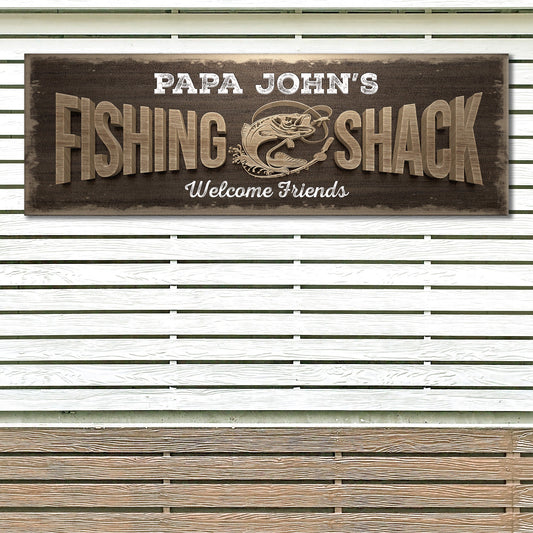 Fishing Shack Personalized Canvas Sign II
