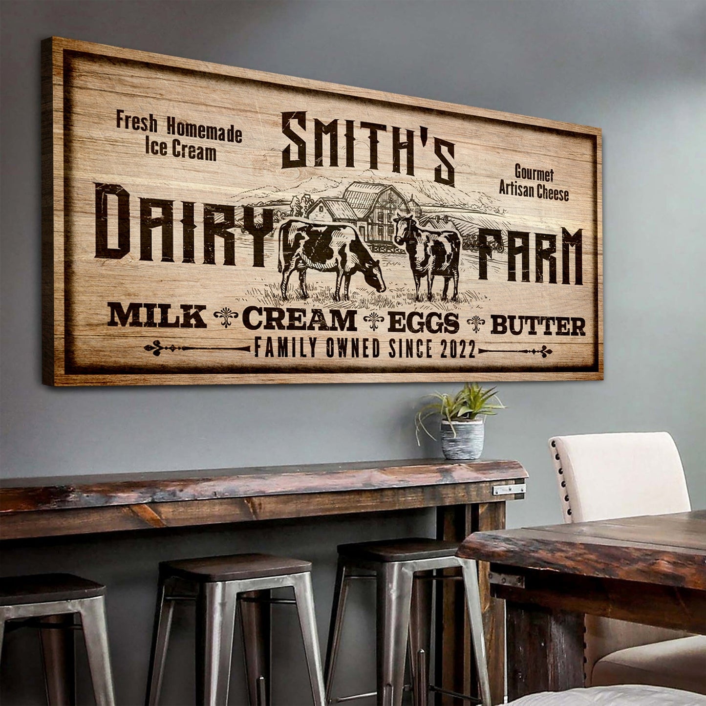 Dairy Farm Personalized Canvas Sign II