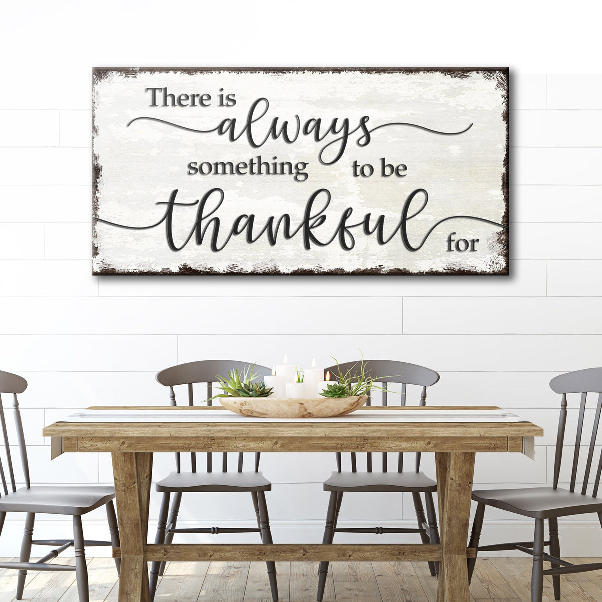 Thankful script canvas shown in a styled room setting, view 2