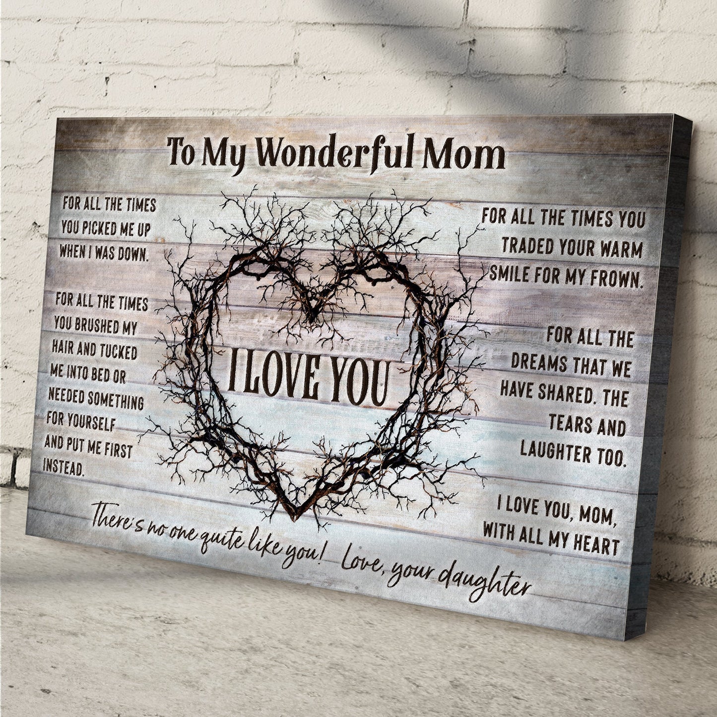 To My Wonderful Mom Mother's Day Canvas Sign