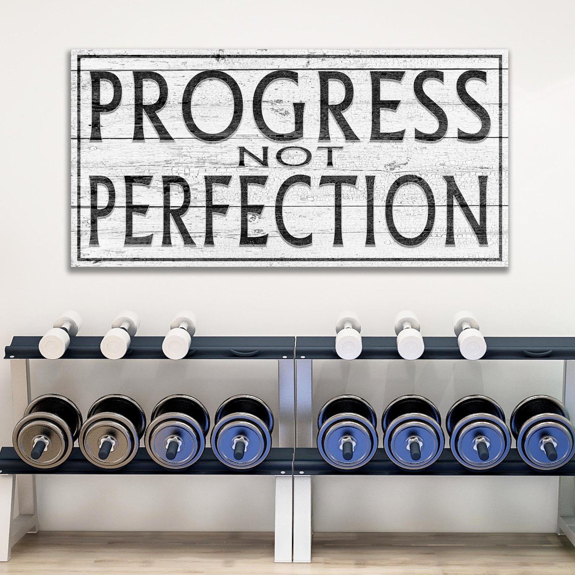 Progress Not Perfection motivational canvas wall art — inspirational modern typography decor
