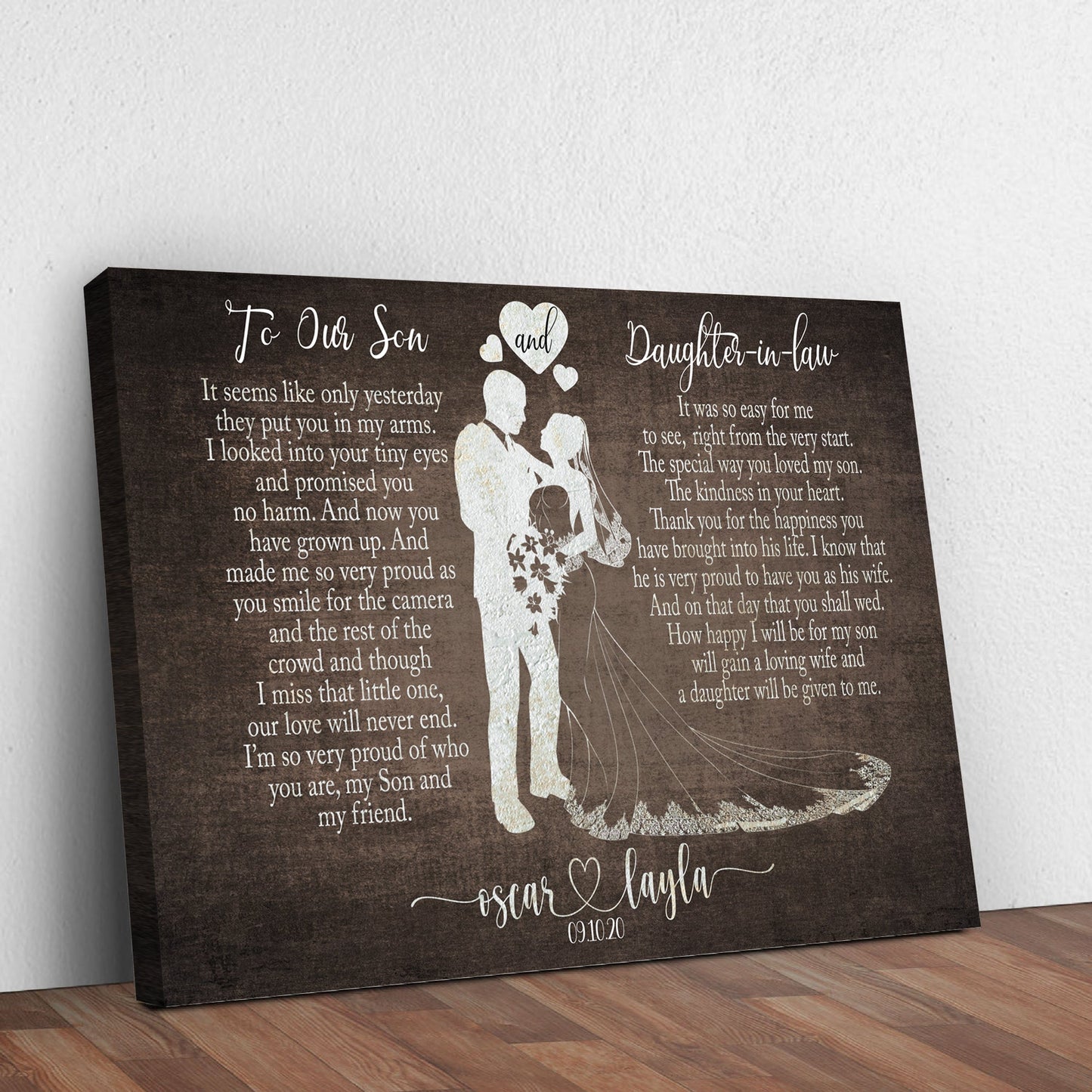 To My Son And Daughter In Law Wedding Canvas Sign