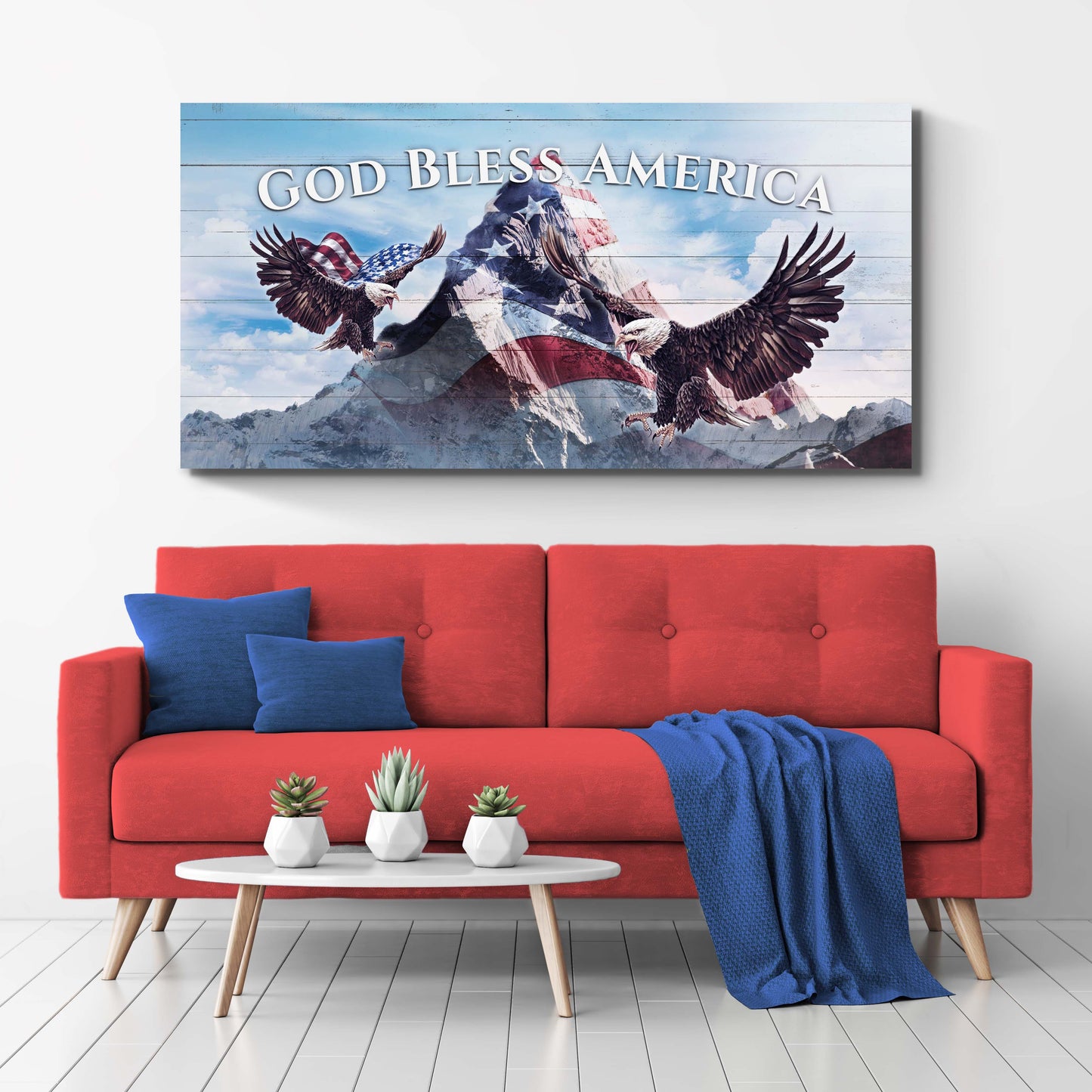 God Bless America Patriotic Canvas Sign
